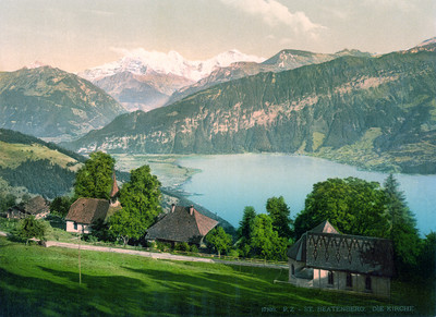 Beatenberg et lac de Thoune, en 1900 par Photoglob N°0000017109