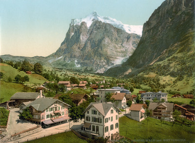 Grindelwald et Wetterhorn, en 1900 par Photoglob N°0000017079