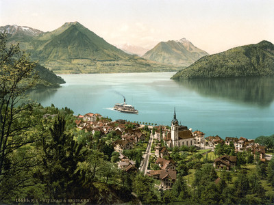 Vitznau, Lac des 4 Cantons, en 1900 par Photoglob N°0000016585