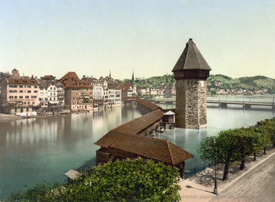 Lucerne et le débouché du lac, en 1900 par Photoglob N°0000017003 Lucerne et le débouché du lac, en 1900 par Photoglob N°0000017003