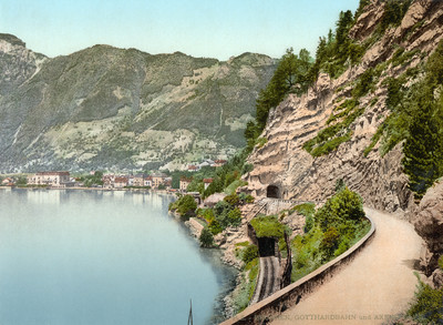 Brunnen, la route du Gothard, en 1900, par Photoglob N°0000001702 Brunnen, la route du Gothard, en 1900, par Photoglob N°0000001702