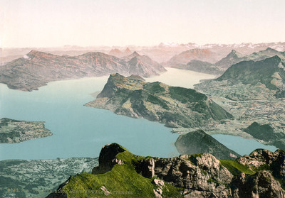 Pilatus: vue sur le Lac des Quatre Cantons, en 1900 par Photoglob N°0000009282 Pilatus: vue sur le Lac des Quatre Cantons, en 1900 par Photoglob N°0000009282
