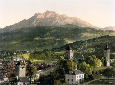 Pilatus vu de Lucerne, en 1900 par Photoglob N°0000008520 Pilatus vu de Lucerne, en 1900 par Photoglob N°0000008520