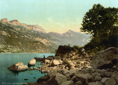 Lac de Walenstadt en 1900 par Photoglob N°0000001273 Lac de Walenstadt en 1900 par Photoglob N°0000001273