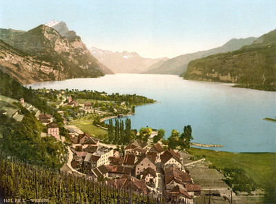 Lac de Walenstadt en 1900 par Photoglob N°0000001401 Lac de Walenstadt en 1900 par Photoglob N°0000001401