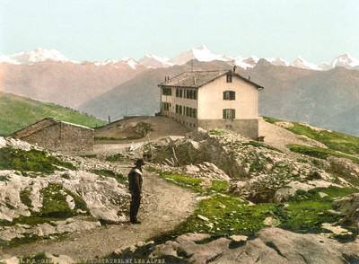 Ancien Hotel Wildstrubel, vue sur les 4000 du Valais, en 1900, par Photoglob N°0000008902 Ancien Hotel Wildstrubel, vue sur les 4000 du Valais, en 1900, par Photoglob N°0000008902