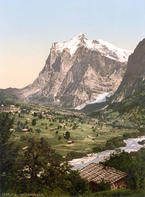 Wetterhorn et Grindelwald, en 1900 par Photoglob N°0000006596