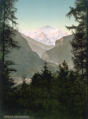 Jungfrau vue des environs d'Interlaken en 1900 par Photoglob N°0000001618