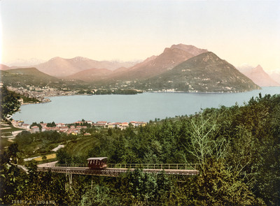 Lugano vu du Mont San Salvatore, en 1900 par Photoglob N°0000001560 Lugano vu du Mont San Salvatore, en 1900 par Photoglob N°0000001560