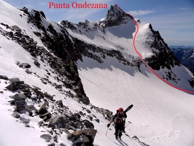 Punta di Ondezana dal colle Teleccio, traccia del pendio finale