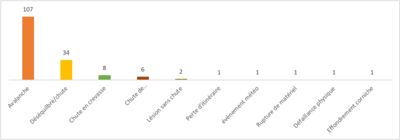 Figure 1 : Types d’évènements principaux en ski de randonnée dans la base SERAC
