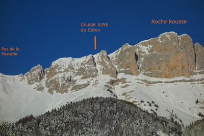 Couloir E/NE du Catex, entre pas de la Posterle et Roche Rousse Couloir E/NE du Catex, entre pas de la Posterle et Roche Rousse