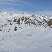 Vue d'ensemble de la montée et de la traversée depuis le col Sereina