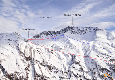 Itinéraire général montée et début descente Itinéraire général montée et début descente
