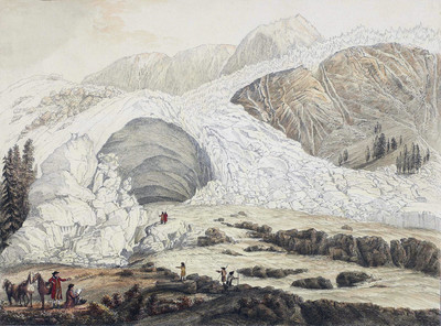 Source de l'Arveyron vers 1790 par M. T. Bourrit Source de l'Arveyron vers 1790 par M. T. Bourrit
