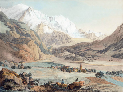 Mont Blanc vu de Servoz, variante, par J.A. Linck Mont Blanc vu de Servoz, variante, par J.A. Linck