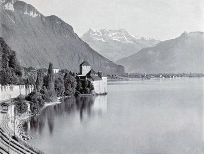 Château de Chillon et Dents du Midi par Braun Château de Chillon et Dents du Midi par Braun