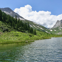 Lac Combal : La vue du parcours retour depuis le col des Pyramides Calcaires