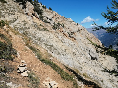 Cairn marquant la bifurcation 