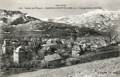 Barcelonnette et la Séolane enneigée (CPA)