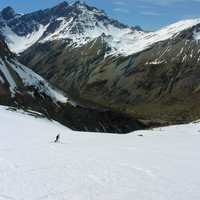 Dernière descente sur Maljasset, sur fond de Font Sancte