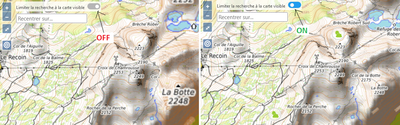 Limitation des recherches via la carte Limitation des recherches via la carte