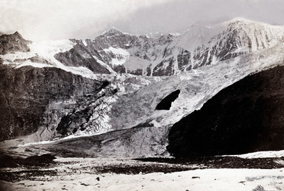 Fiescherhorn, Glacier inférieur de Grindelwald par Ernest Edwards, en 1866