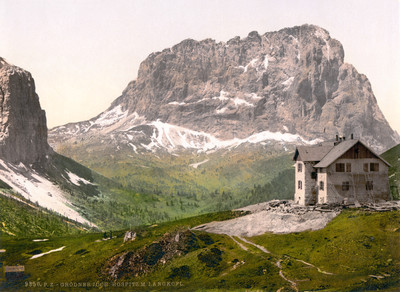 Passo Gardena, Sasso Lungo en 1900 par Photoglob N°0000009350 Passo Gardena, Sasso Lungo en 1900 par Photoglob N°0000009350