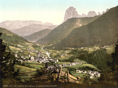 Ortisei et Langkoffelgruppe, en 1900 par Photoglob N°0000008007