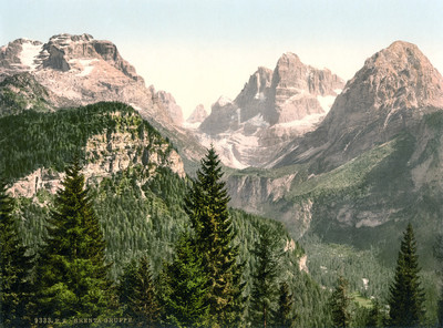Torre di Brenta, Cima Tosa, Crozzon di Brenta, en 1900 par Photoglob N°0000009333