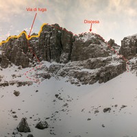 Lo schema dalla ferrata vista d'inverno