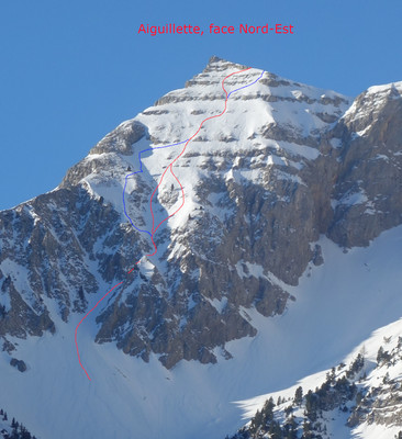 Itinéraire classique en rouge, skié le 5 mars 22 en bleu