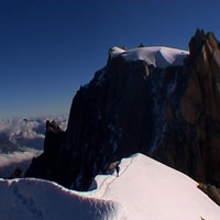 Traversée Midi Plan. Aiguille du Midi Aiguille du Plan. Chamonix Mont-Blanc massif.