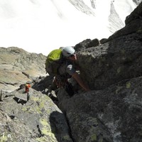Voie Contamine Labrunie, Aiguille du Moine Face Est, Chamonix Mont-Blanc.