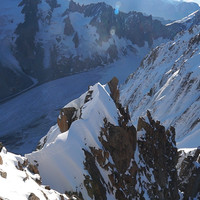 Arête du Jardin, Aiguille Verte. Chamonix Mont-Blanc massif.