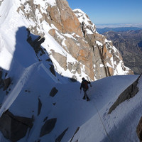 Arête du Jardin, Aiguille Verte. Chamonix Mont-Blanc massif.