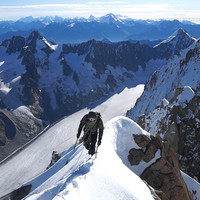 Arête du Jardin, Aiguille Verte. Chamonix Mont-Blanc massif.