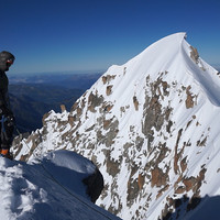 Arête du Jardin, Aiguille Verte. Chamonix Mont-Blanc massif.