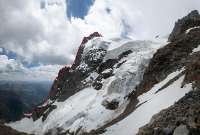 Tracé depuis le glacier des Violettes Tracé depuis le glacier des Violettes