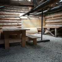 Cabane forestière de queue de chien