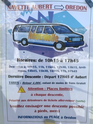 Horaires navette sens Aubert>Orédon été 2022