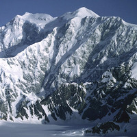 Mount Logan is the tallest mountain in Canada. This view is from the southeast.