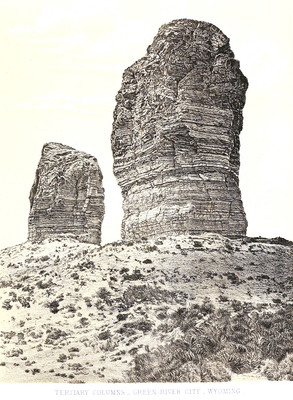 Près de la Green River, photo T.H. O Sullivan, litho Julius Bien