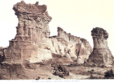 Rochers de Washakie Basin, Wyoming, photo T.H. O Sullivan, litho Julius Bien