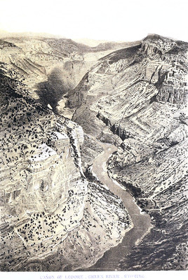 Canyon Lodore, photo T.H. O Sullivan, litho Julius Bien