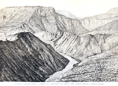 Yampa Cañon, photo T.H. O Sullivan, litho Julius Bien