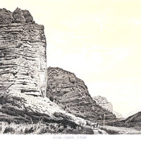 Echo Cañon, photo T.H. O Sullivan, litho Julius Bien