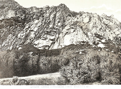 Little Cottonwood Cañon, photo T.H. O Sullivan, litho Julius Bien