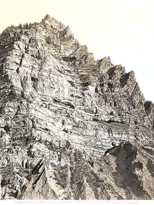 Wahsatch Provo cañon, photo T.H. O Sullivan, litho Julius Bien
