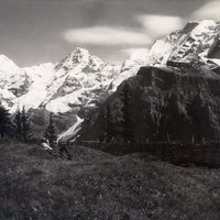 Eiger, Mönch, Jungfrau vus de Mürren par Braun